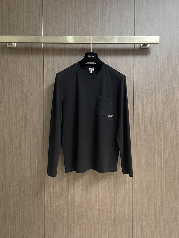 LOEWE 자수 로고 긴팔 티셔츠 001-275001