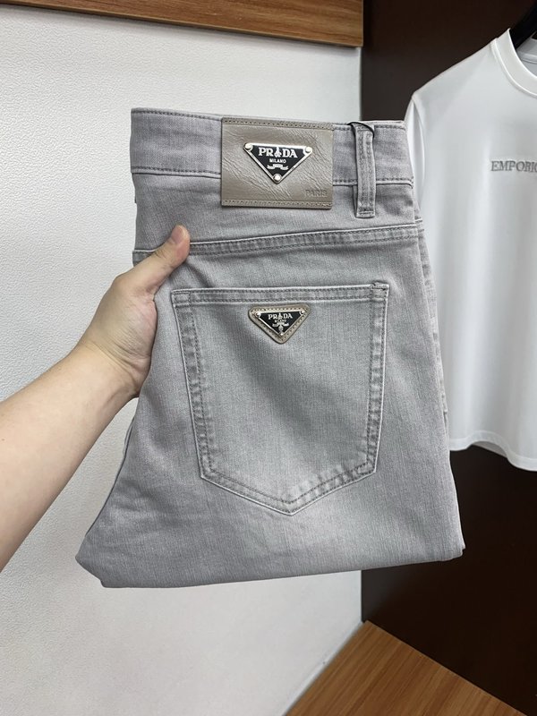 프라다 고탄력 중공 세척 데님 팬츠 001-275402