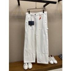 프라다 삼각 가죽 패치 작업복 바지 001-275496