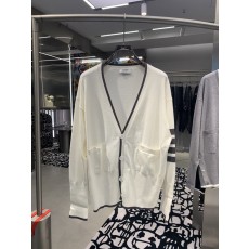 화이트 그레이 트림 V넥 가디건 001-276027