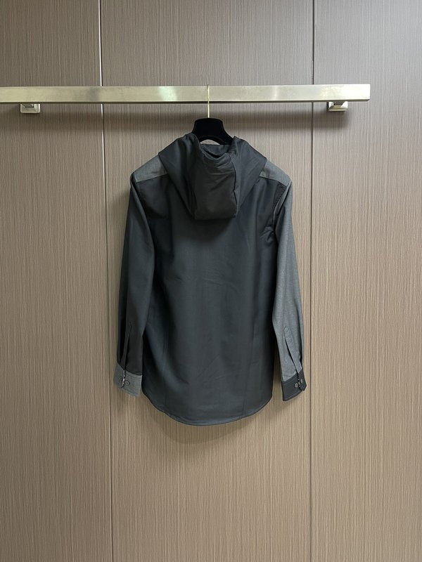THOM BROWNE 컬러블록 후드 긴팔 셔츠 001-276082