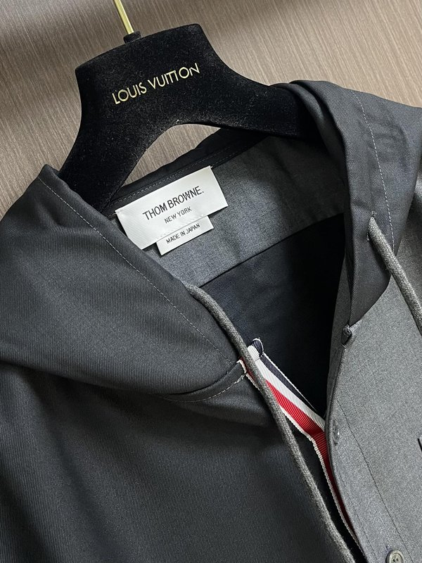 THOM BROWNE 컬러블록 후드 긴팔 셔츠 001-276082