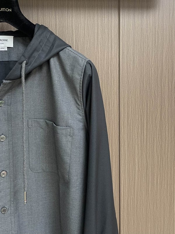 THOM BROWNE 컬러블록 후드 긴팔 셔츠 001-276082