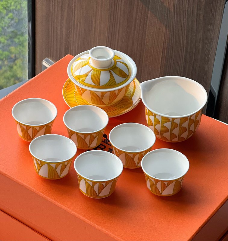 기하학 프린트 본차이나 찻잔 세트 8pcs 001-276233