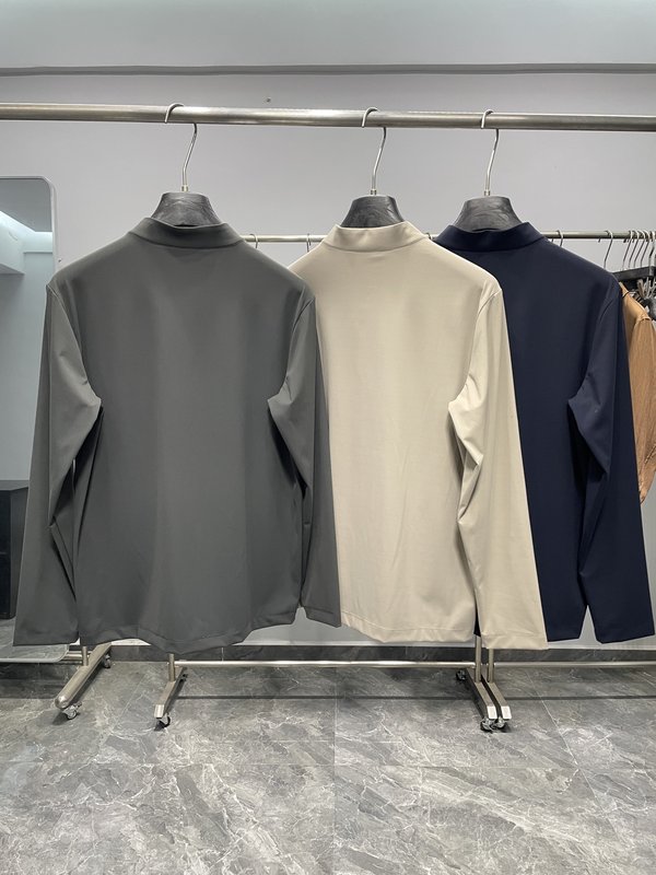 남성 입구 반지퍼 순색 티셔츠 001-276908