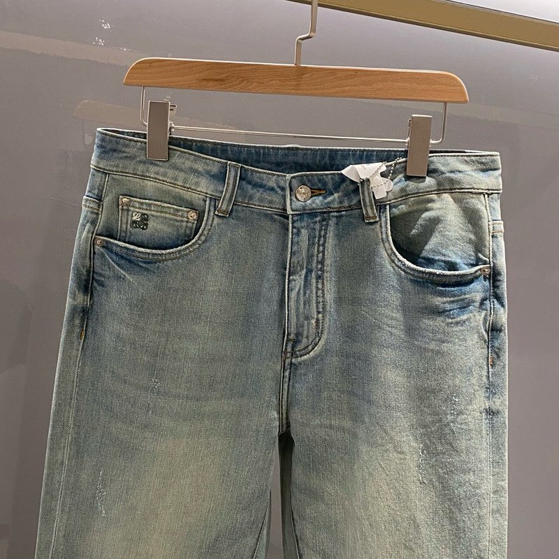 로에베 남성용 스트레이트 와이드핏 청바지 (파란색) 001-277213