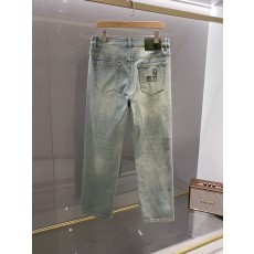 Loew*e 남성 블루 스트레이트 와이드 진 001-277220