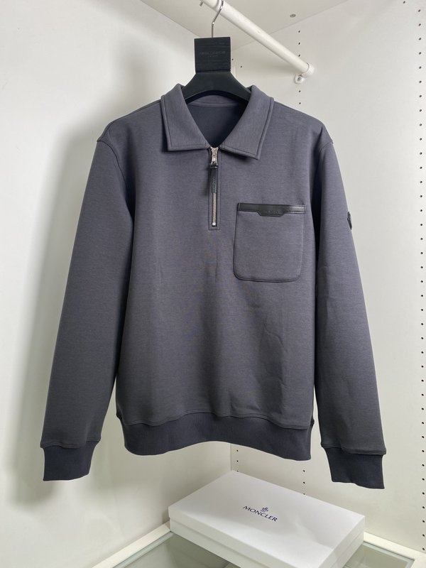 Moncler 스탠드칼라 맨투맨 가죽 패치 포켓 기모 001-277302