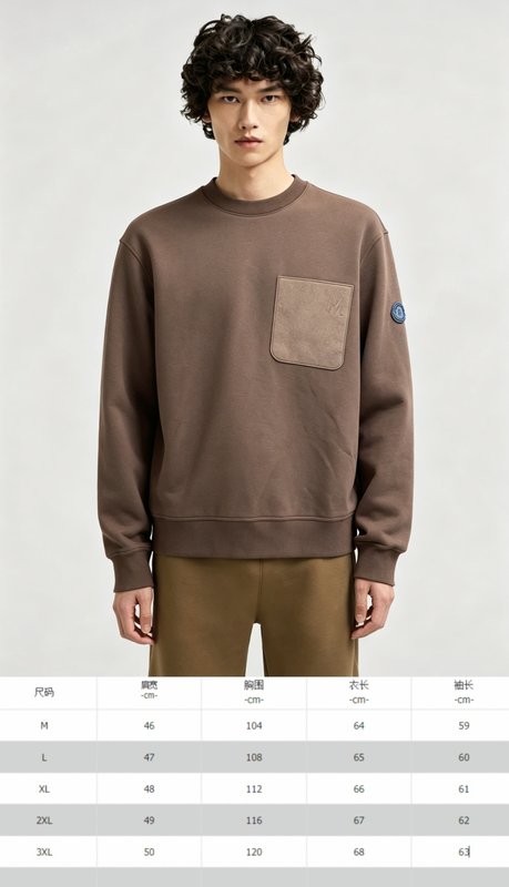Moncler 라운드넥 스웨트셔츠 가슴 패치 가죽 자수 001-277303