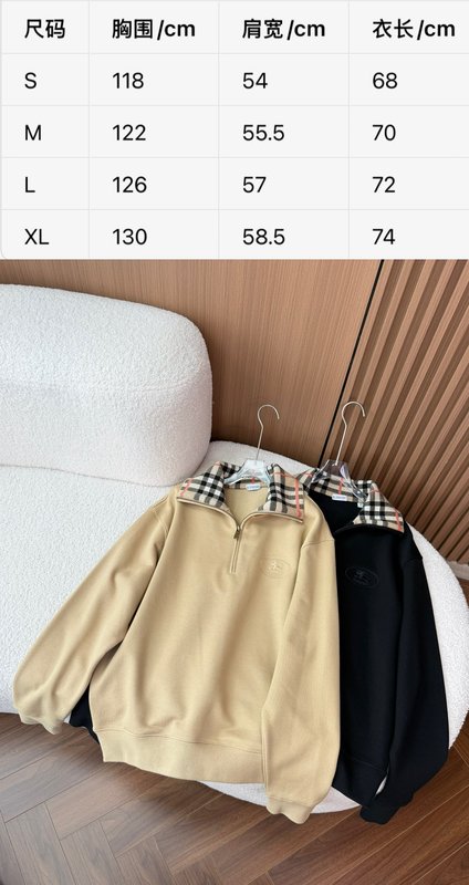 버버리 남성 체크 카라 코튼 하프지퍼 스웨트셔츠 001-277777