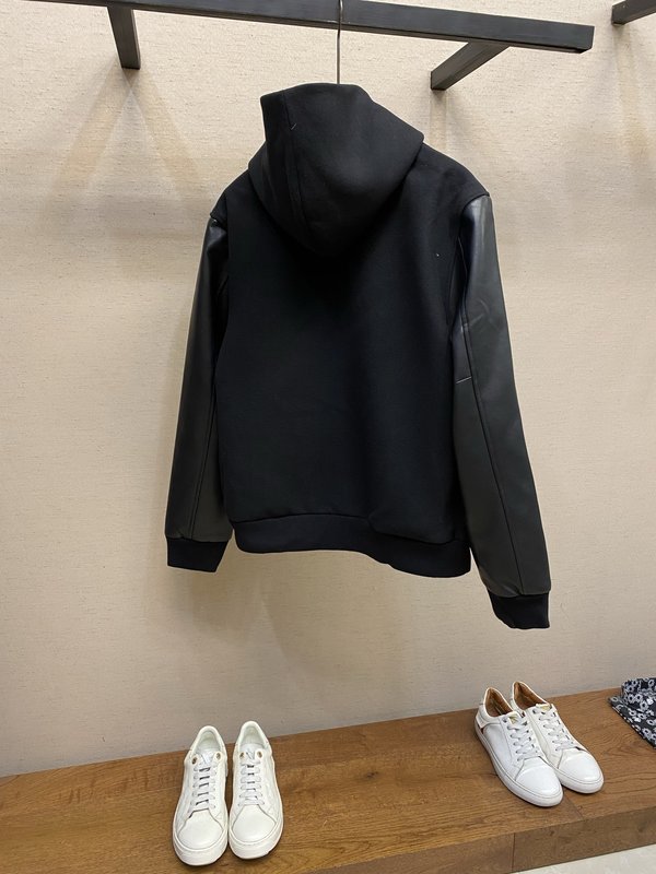 Celine 모직 가죽소매 후드 코트 001-278192