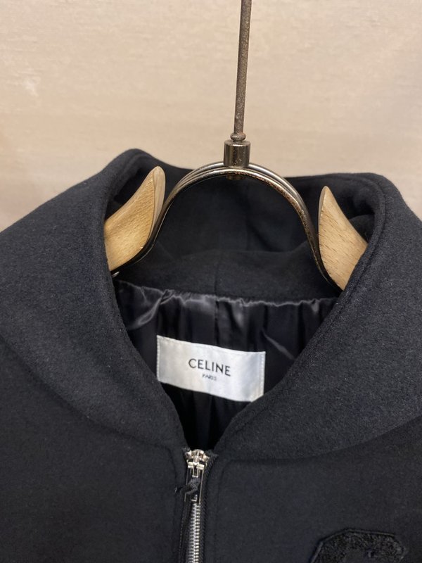 Celine 모직 가죽소매 후드 코트 001-278192