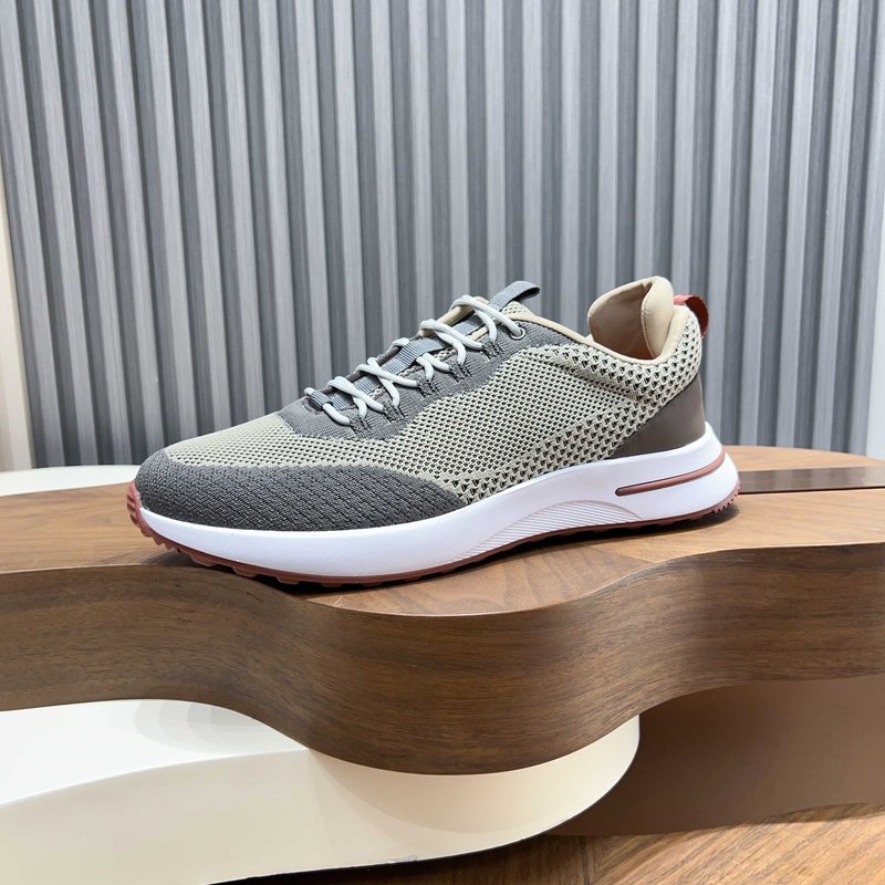 Loro Piana 메쉬 소가죽 캐주얼 운동화 남성 001-278385