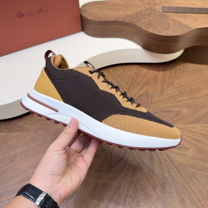 Loro Piana 메쉬 소가죽 캐주얼 운동화 남성 001-278414