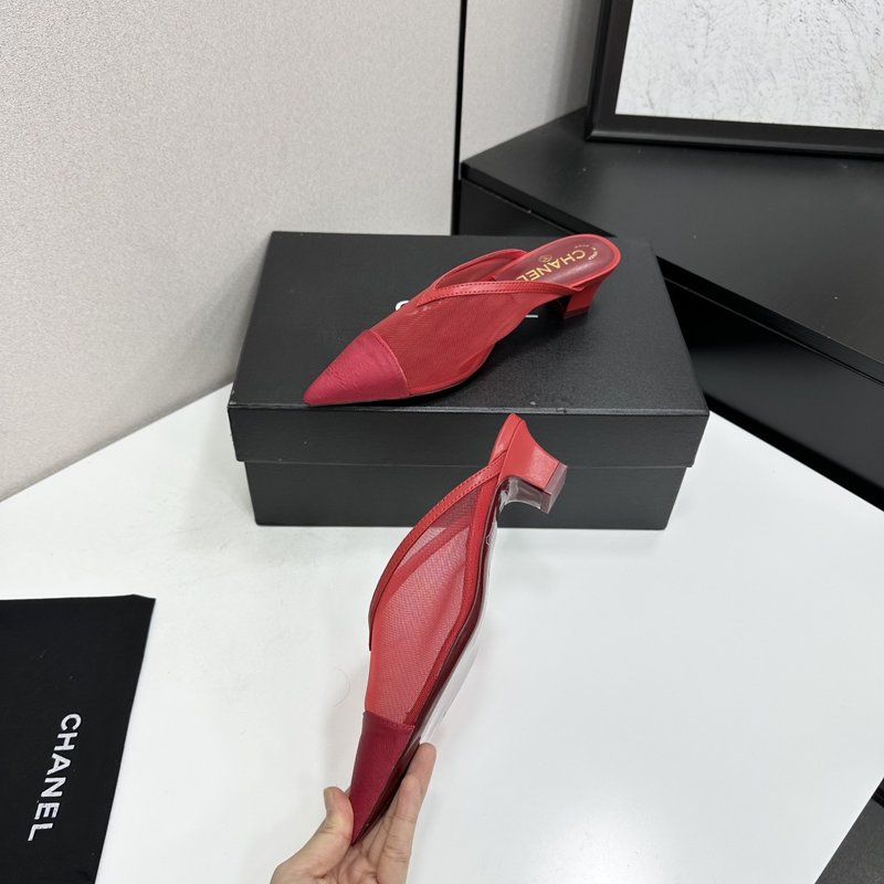 샤넬 망사 뾰족코 중간굽 반슬리퍼 001-278511