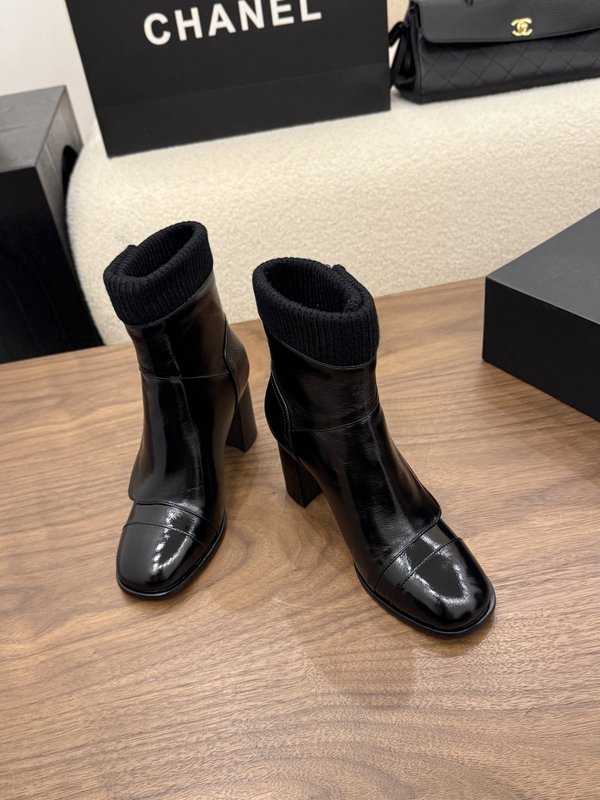 검정색 8cm 하이힐 부츠 001-278622