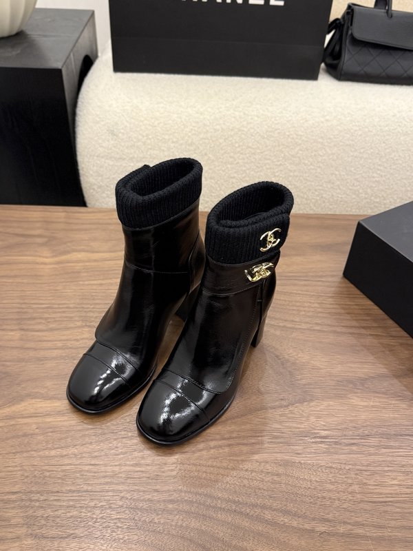 검정색 8cm 하이힐 부츠 001-278622