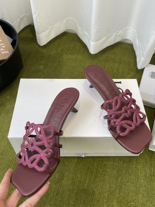 LOEWE 하이힐 크리스탈 슬리퍼 001-278864