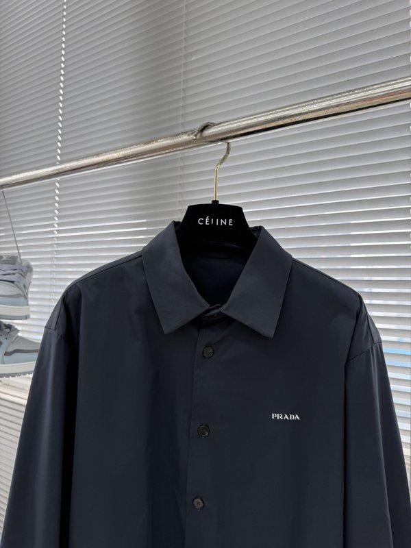 PRAD 루즈핏 긴팔 셔츠 미니멀 칼라 001-278937