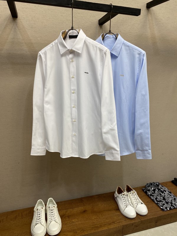 Prada 면 소재 셔츠 클래식 핏 001-278949