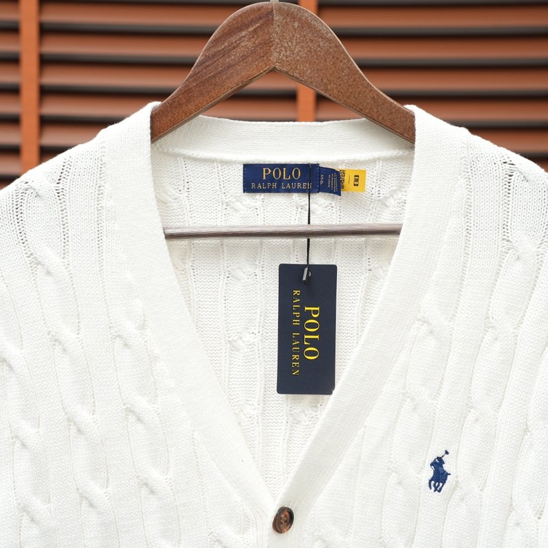 Ralph Lauren 화이트 V넥 니트 001-279117