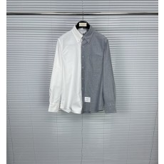 회백 배색 긴팔 셔츠 001-279473