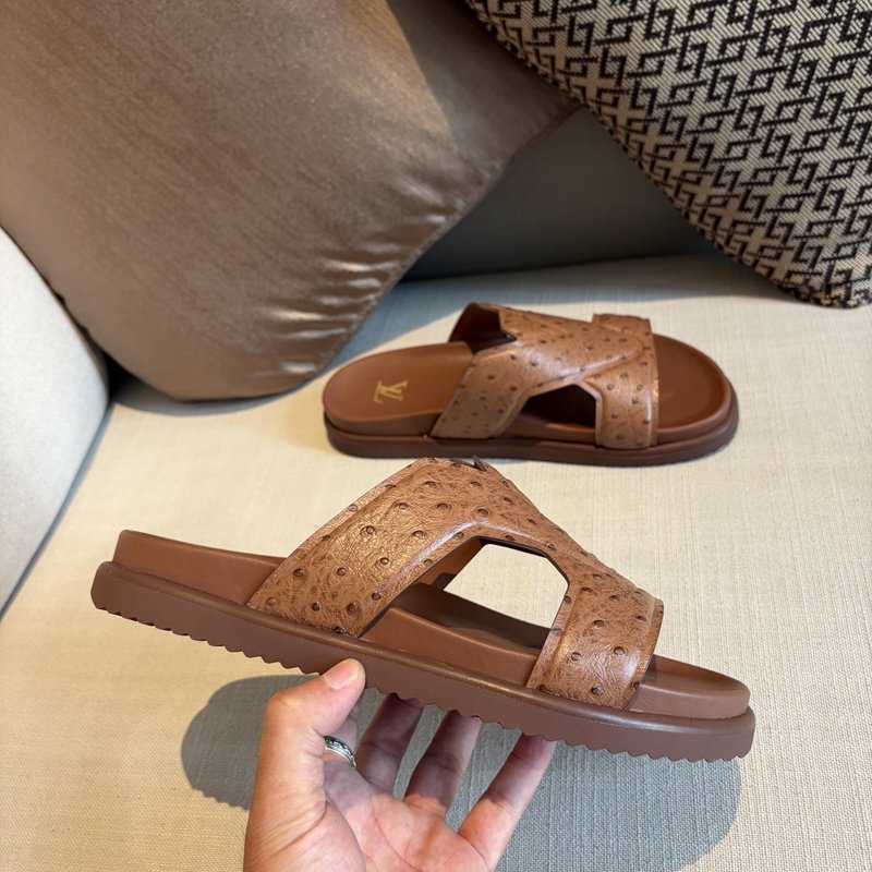 LV 슬리퍼 송아지 가죽 브라운 미드솔 001-280543