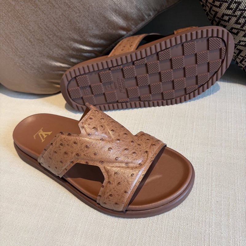 LV 슬리퍼 송아지 가죽 브라운 미드솔 001-280543