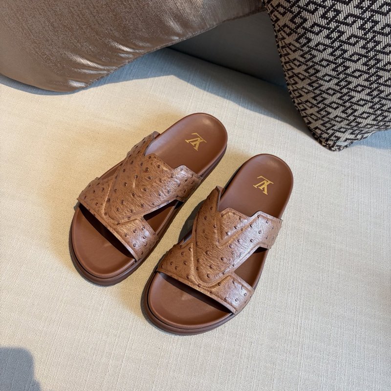 LV 슬리퍼 송아지 가죽 브라운 미드솔 001-280543