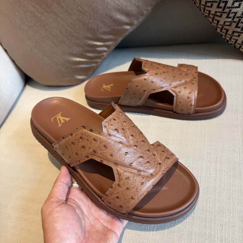 LV 슬리퍼 송아지 가죽 브라운 미드솔 001-280543