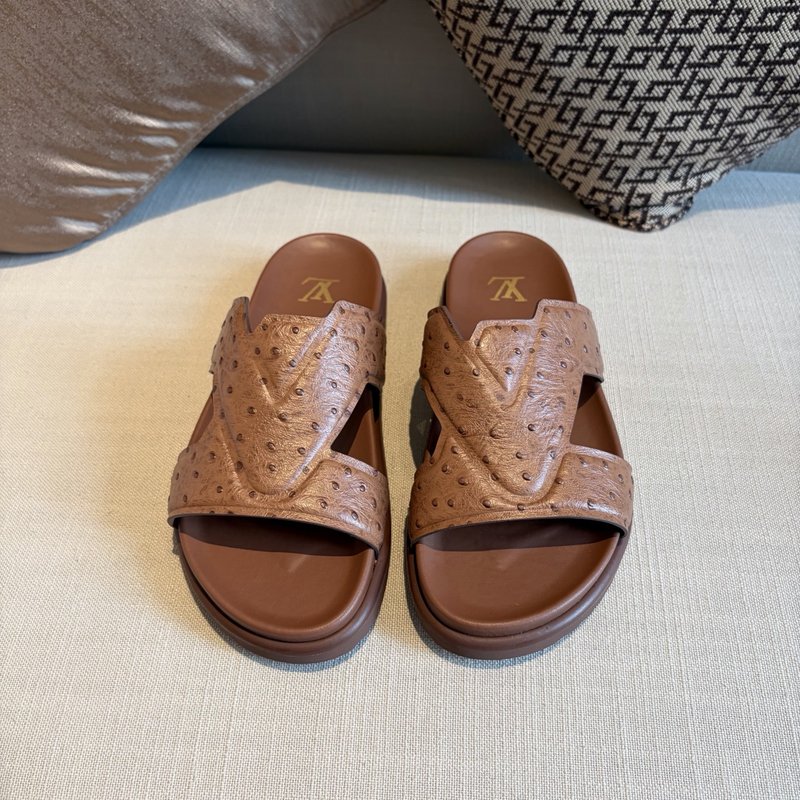 LV 슬리퍼 송아지 가죽 브라운 미드솔 001-280543