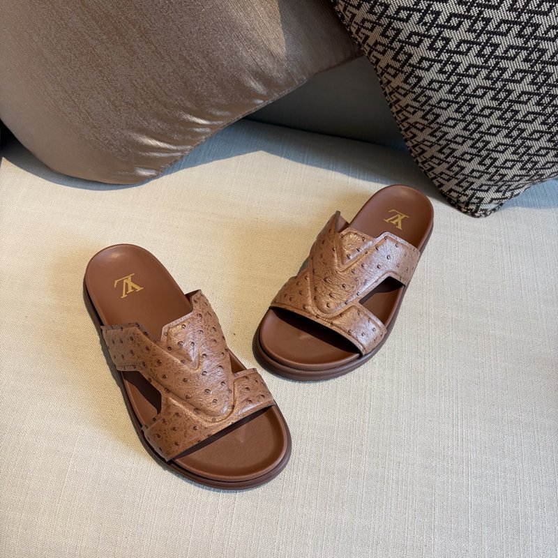 LV 슬리퍼 송아지 가죽 브라운 미드솔 001-280543