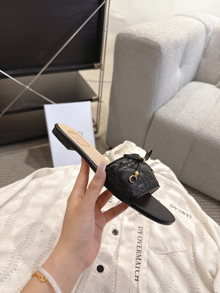 디올 발레 시리즈 전수 격자무늬 리본 진주 여성 신발 001-281087