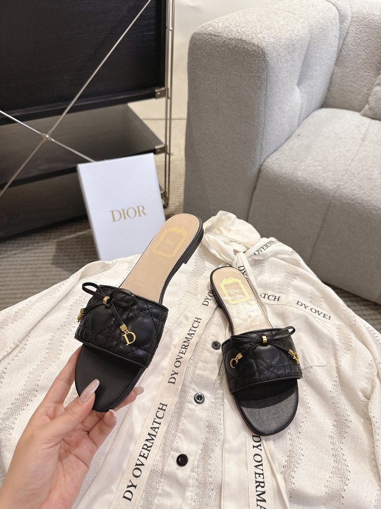 디올 발레 시리즈 전수 격자무늬 리본 진주 여성 신발 001-281087