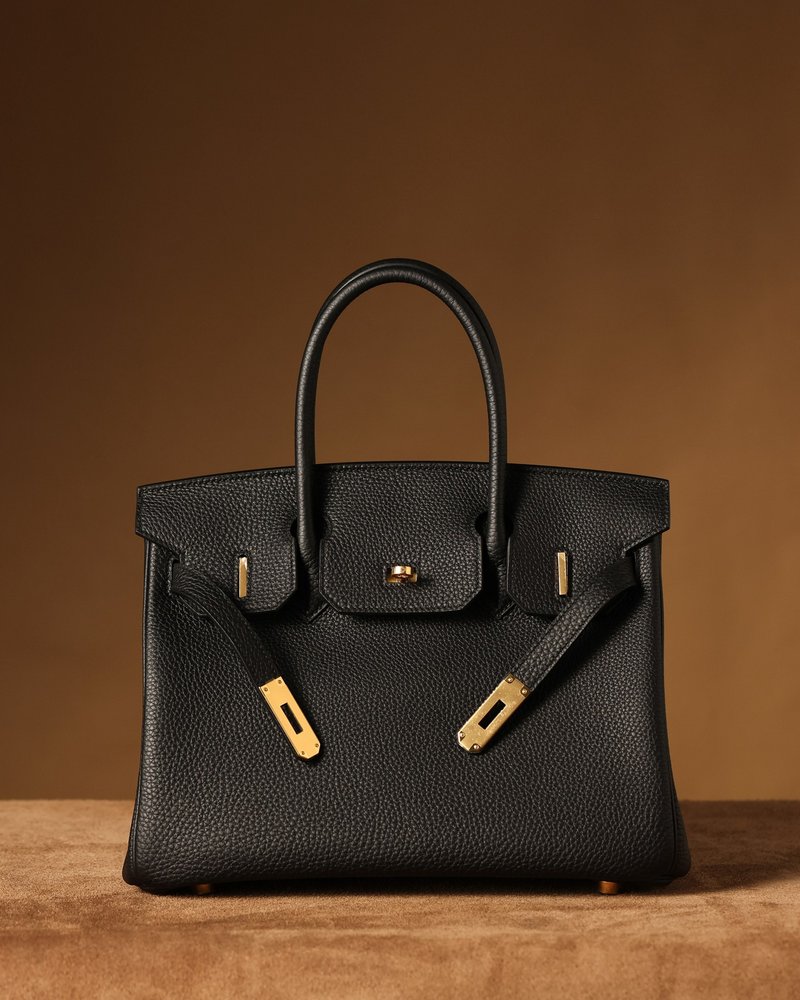에르메스 BirkIn 30cm 블랙 골드 버클 001-282488
