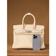 에르메스 버킨30cm 크림시크 실버 버클 오리지널 토고 001-282494