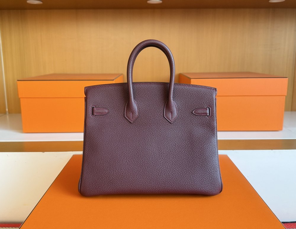 수제 에르메스 레드 토고 가죽 은색 버클 버킨 25cm 001-282504