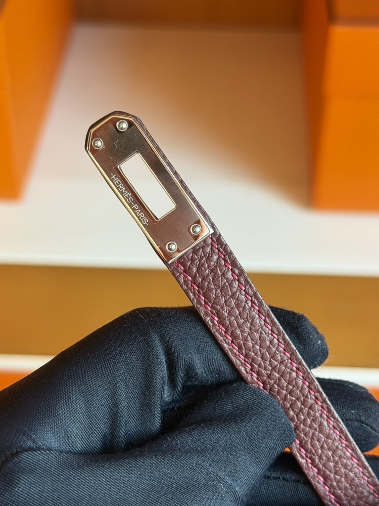 수제 에르메스 레드 토고 가죽 은색 버클 버킨 25cm 001-282504