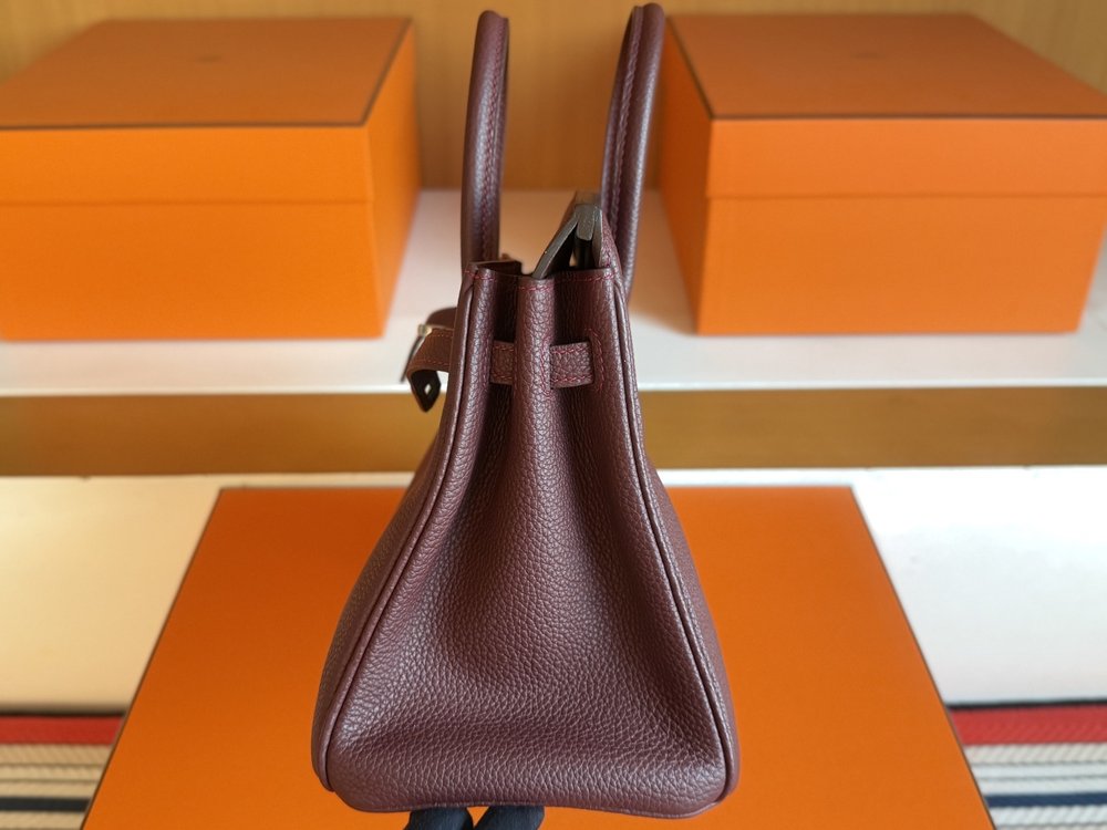 수제 에르메스 레드 토고 가죽 은색 버클 버킨 25cm 001-282504