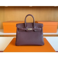 수제 에르메스 레드 토고 가죽 은색 버클 버킨 25cm 001-282504