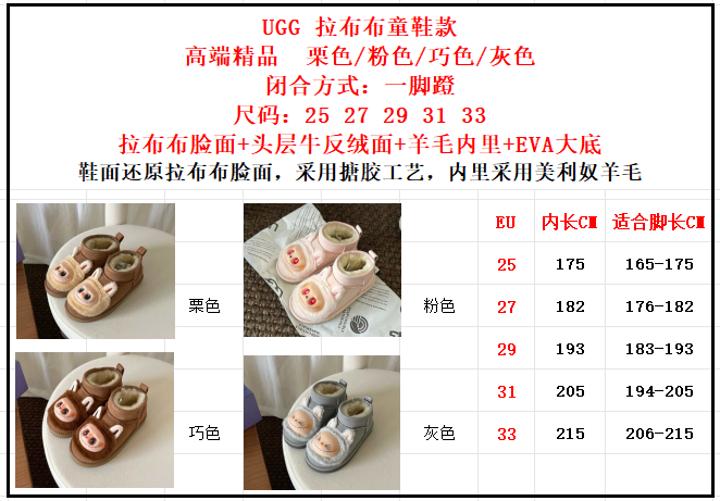 고급 버전 UGG 라부부 아동화 001-284648