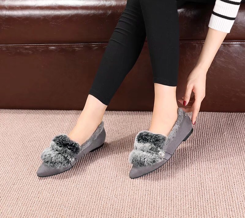 UGG 토끼털 라인스톤 플랫슈즈 001-286159
