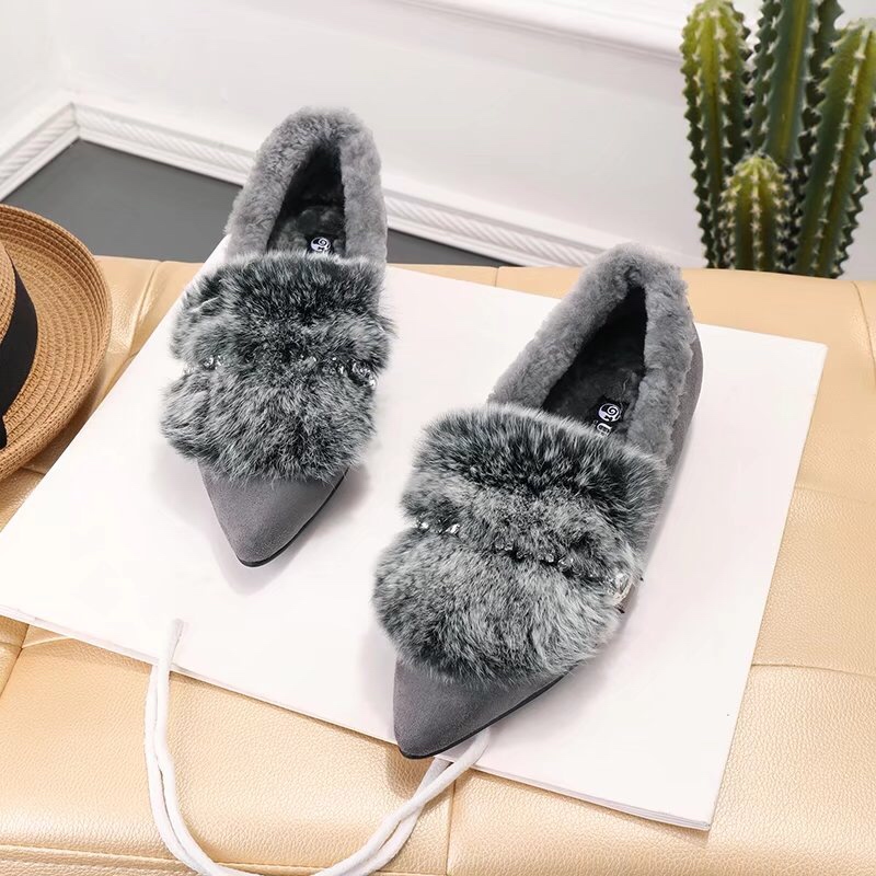 UGG 토끼털 라인스톤 플랫슈즈 001-286159