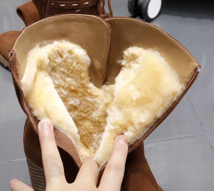 UGG 여성 부츠 힐 8.5cm 마크 라인 양모 원피 001-286192