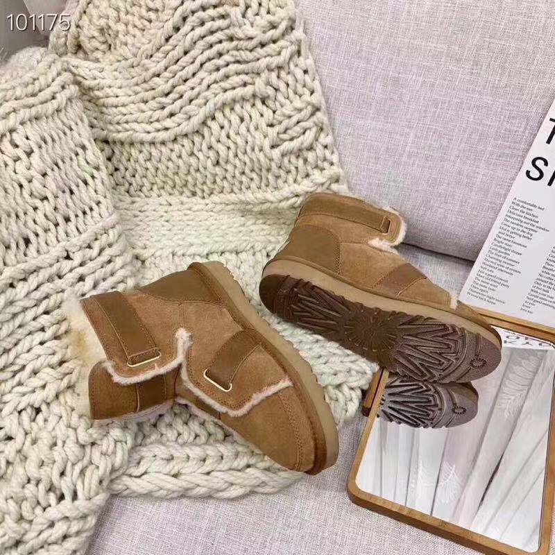 UGG 더블 버클 퍼 트리밍 오토바이 부츠 001-286274