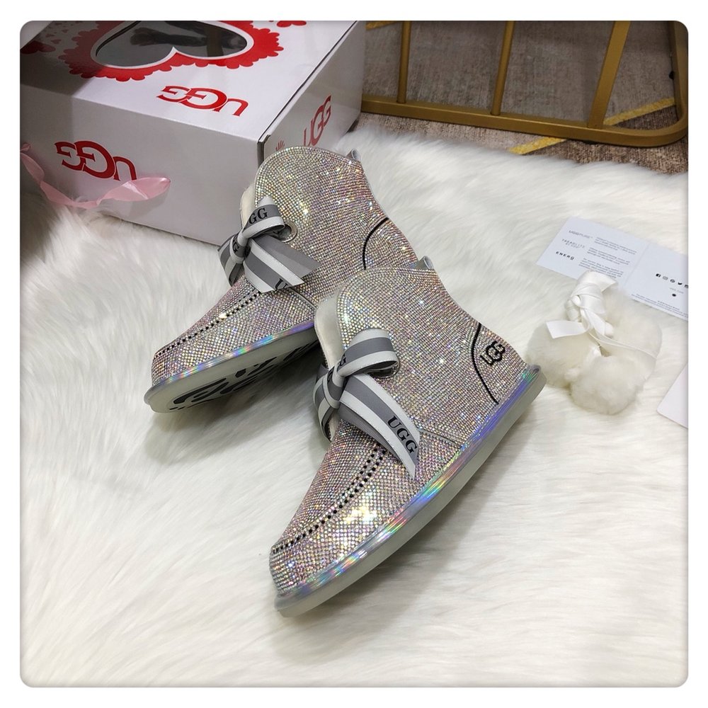반짝이는 야광 2세대 UGG 털볼 리본 투웨이 신발 001-286287