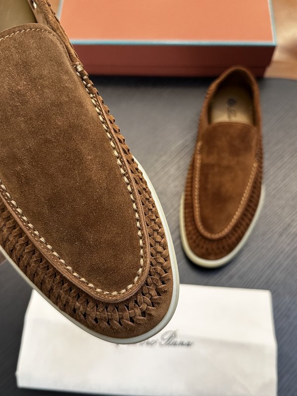 Loro Piana 클래식 모카신 방수 가죽 수제 직조 001-286904