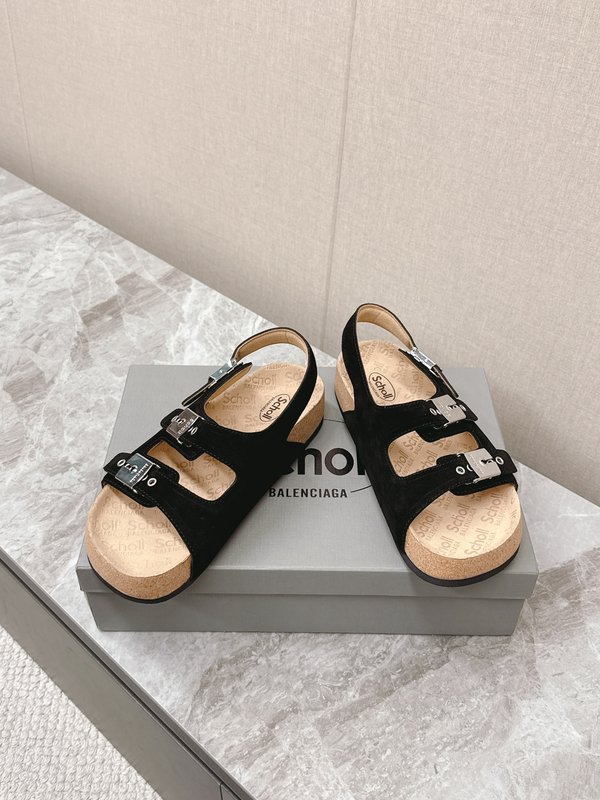 발렌시아가 X Scholl 콜라보 코르크 밑창 커플 슬 001-286971