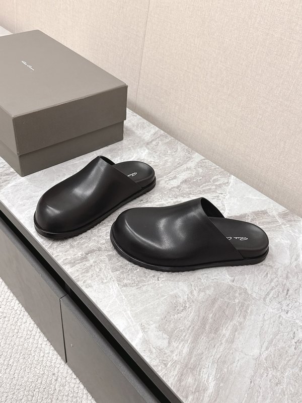 Rick Owens 레이스업 슬리퍼 스웨이드 블랙 001-287023