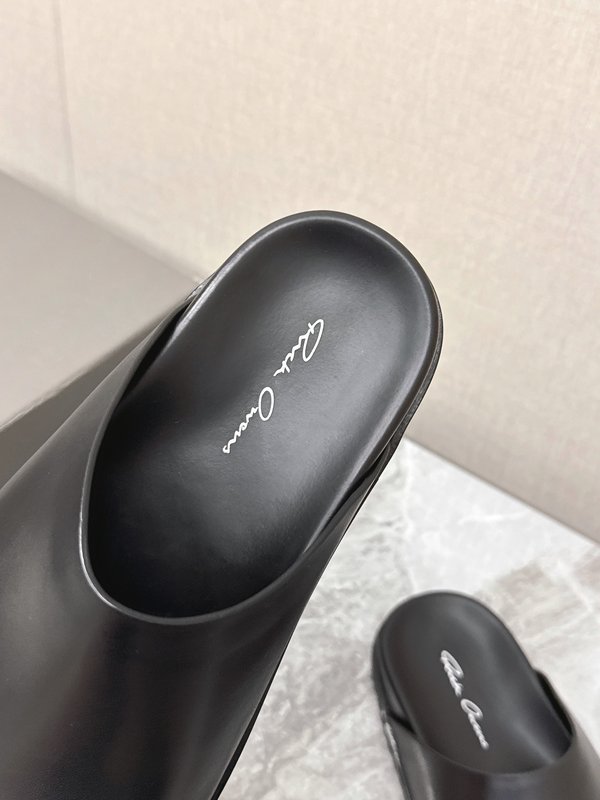 Rick Owens 레이스업 슬리퍼 스웨이드 블랙 001-287023